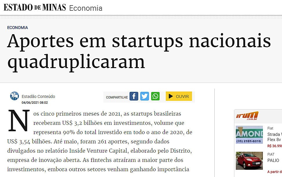 Aportes em startups nacionais quadruplicaram